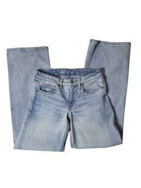 Old Navy Womens Mid Rise Wide Leg Distressed Ripped Jeans Light Wash Size 0